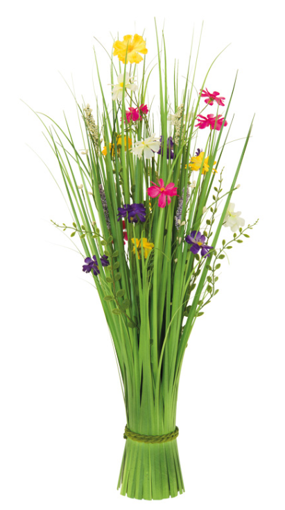 Bouquet d'herbe, avec fleurs 70x30cm printanières
