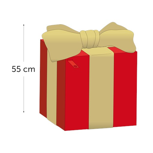 Cadeau pliable "Luso" - rouge et doré - 55 x 45 x 45 cm