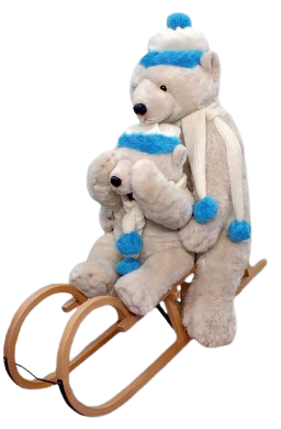 2 Ourson sur une luge Animatronic