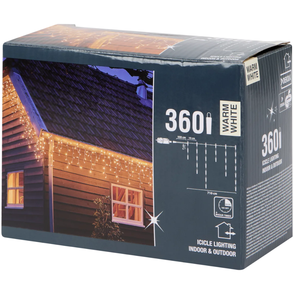 Guirlande led icicle 7,10m blanc chaud