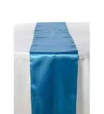 CHEMIN DE TABLE Bleu turquoise SATIN