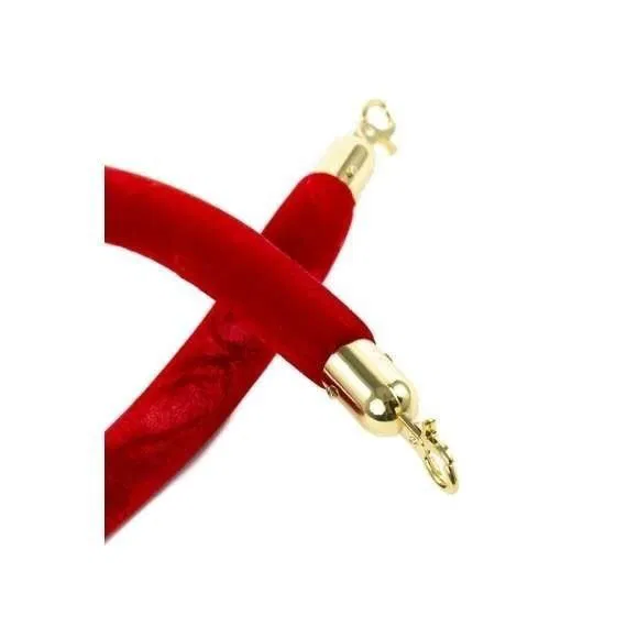 Corde Rouge potelet velours avec mousquetons dorés