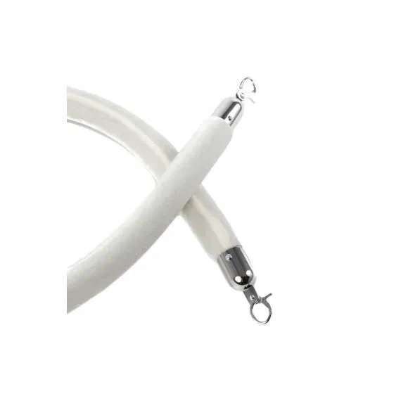 Corde Blanc  potelet velours avec mousquetons Argent