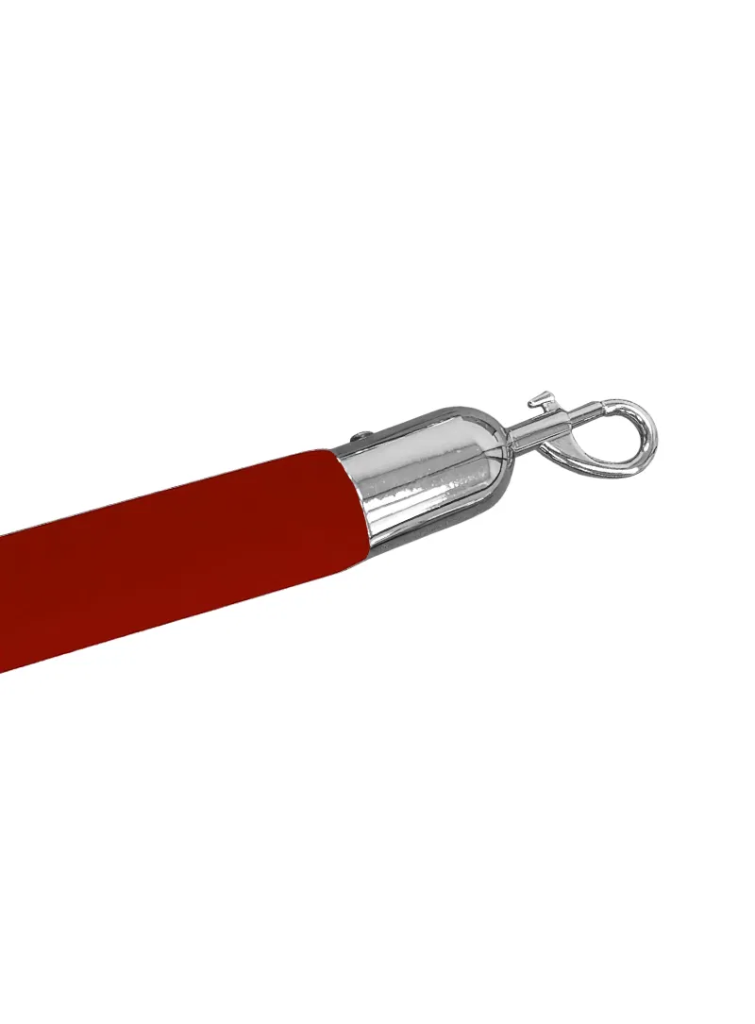 Corde Rouge  potelet velours avec mousquetons Argent