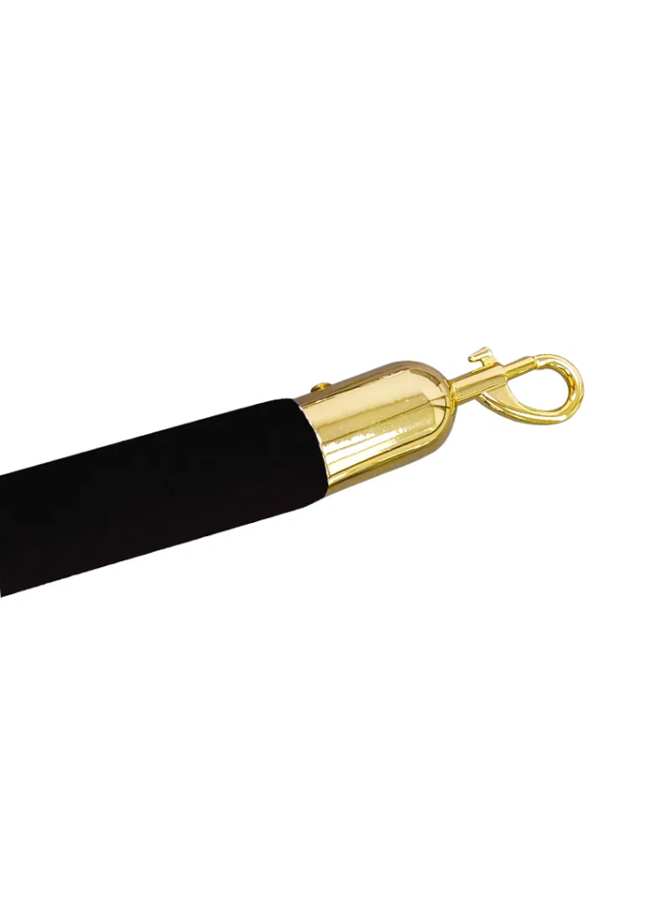 Corde Noir  potelet velours avec mousquetons Or