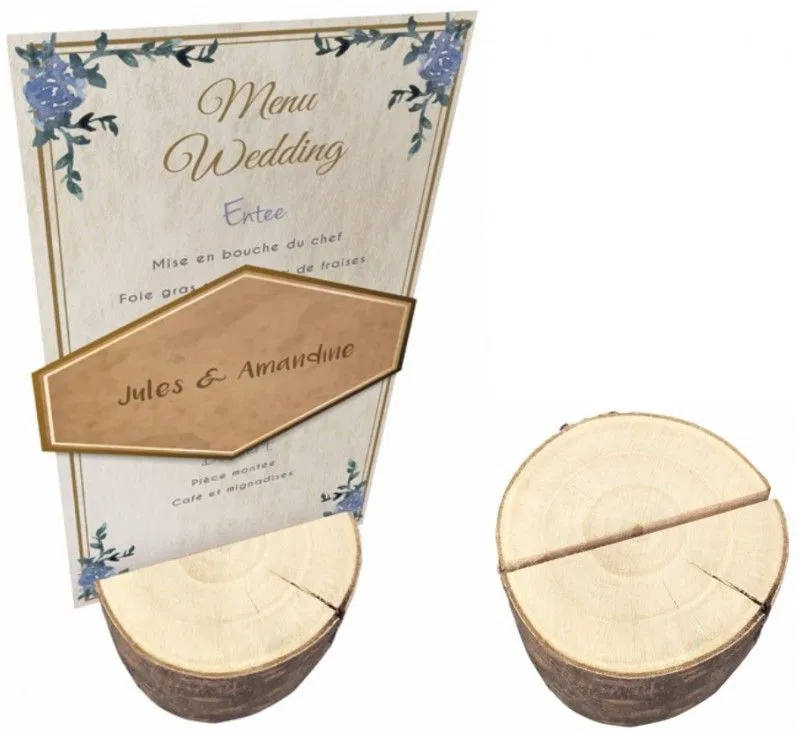 Porte-Menu Rondin bois 5-7cm avec encoche