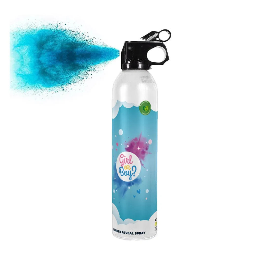 Mini extincteur poudre Holi Gender Reveal BLEU