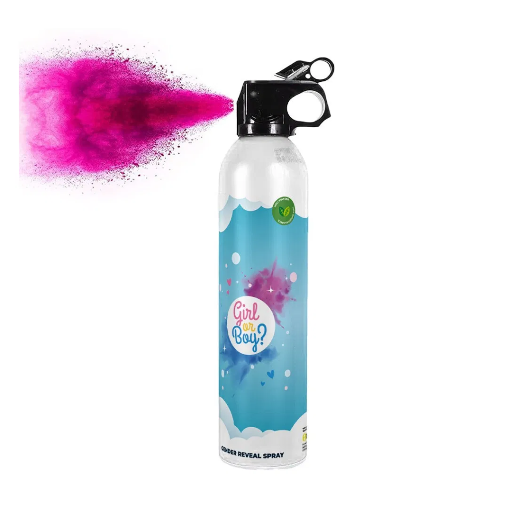 Mini extincteur poudre Holi Gender Reveal Rose