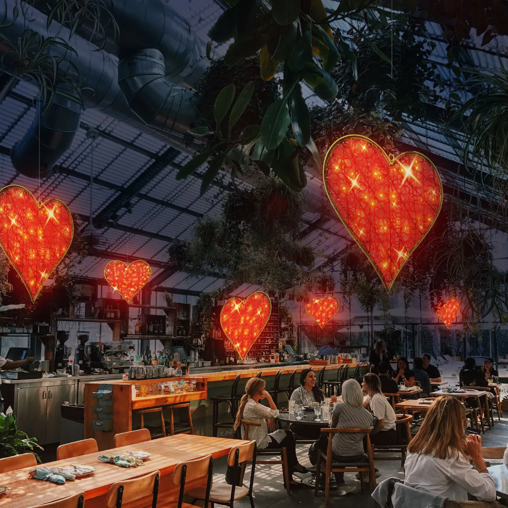 Coeur Illuminé "Alba" (sans alimentation) - leds blanc chauds - 90 x 90 cm - 24V