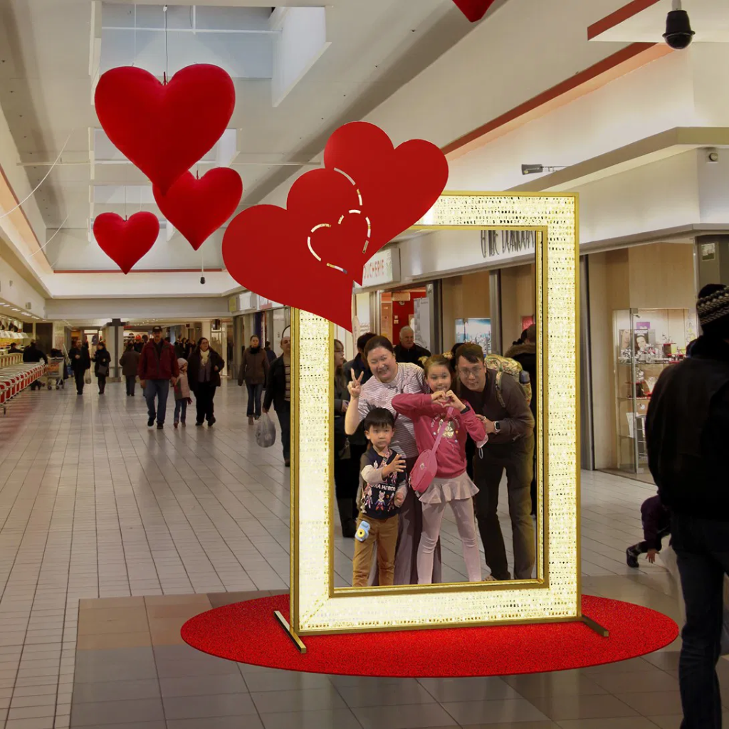 Cadre lumienux avec coeur rouge