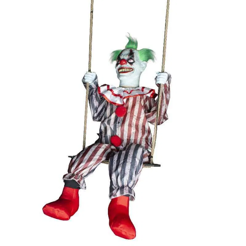 CLOWN TERRIFIANT SUR BALANÇOIRE ANIMÉ ET SONORE - 200 CM