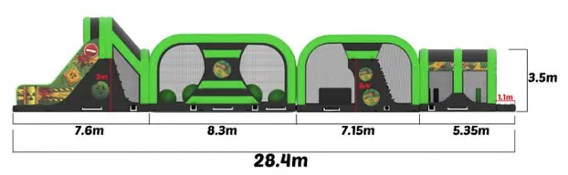 Parcour Toxic 29m Air bag + Big ball Toboggan